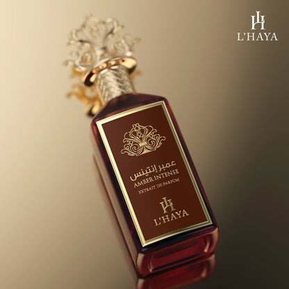 Amber Intense Extrait de Parfum poster - luxury fragrance by L'Haya