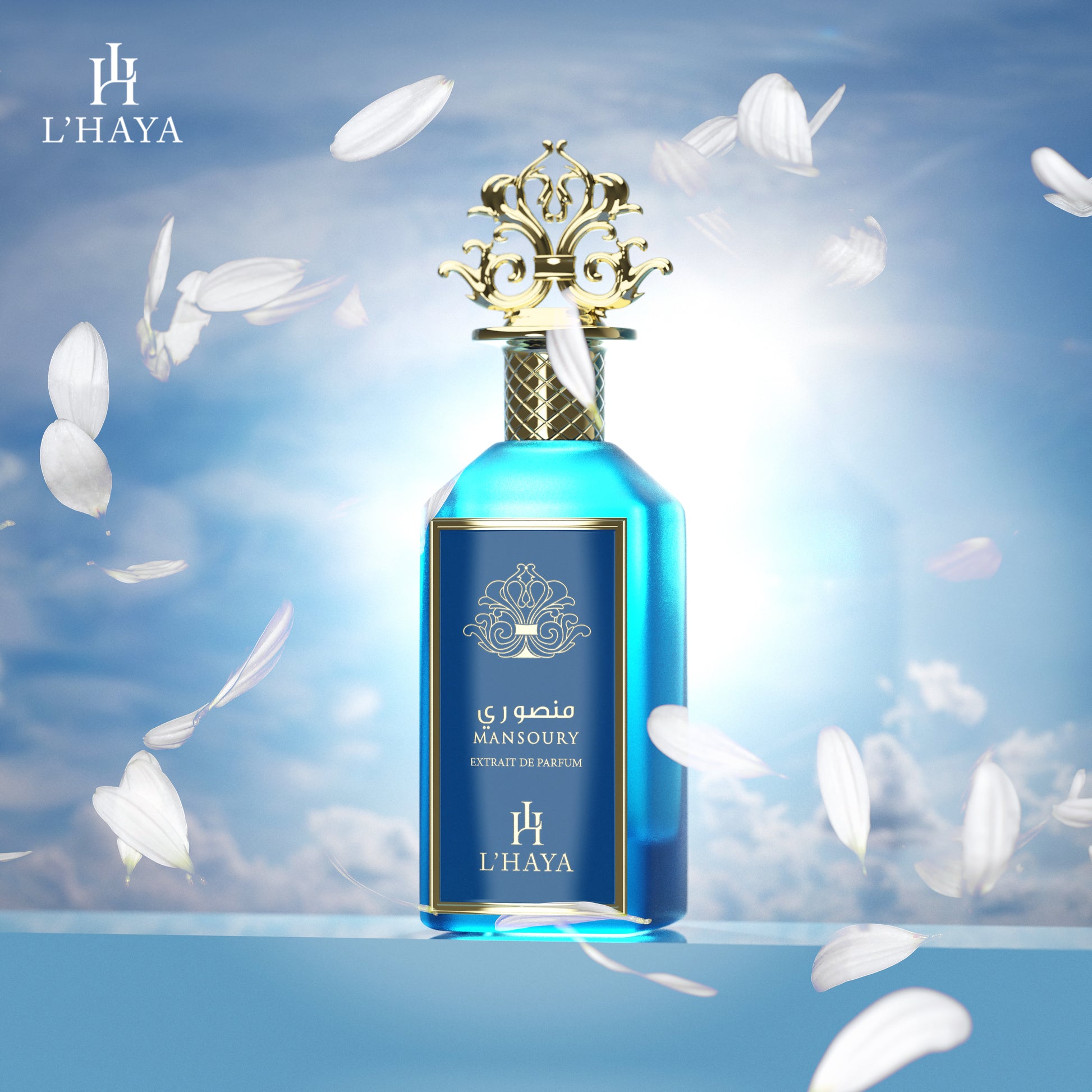 Mansoury Extrait de Parfum poster - luxury fragrance by L'Haya