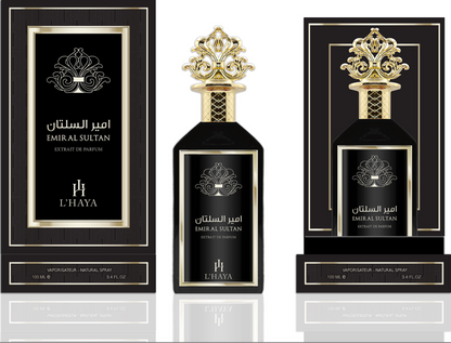 Emir Al Sultan Extrait de Parfum packaging - luxury fragrance by L'Haya