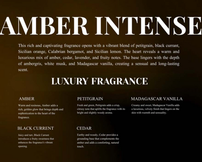 Amber Intense Extrait de Parfum notes - luxury fragrance by L'Haya